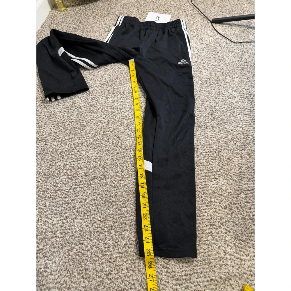 Adidas Youth Boys Track Pants Black White Stripe Size M 10/12 Athletic Pants